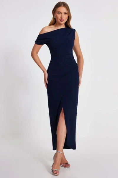 QUIZ QUIZ ONE SHOULDER SCUBA CREPE ASYMMETRIC MAXI DRESS