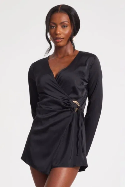 QUIZ QUIZ SATIN WRAP BUCKLE ROMPER