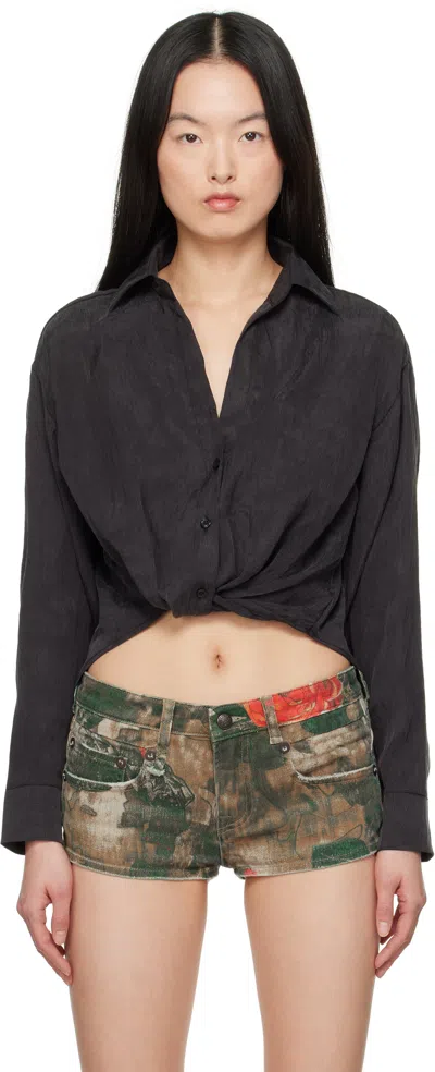 R13 BLACK TWISTED FRONT SHIRT