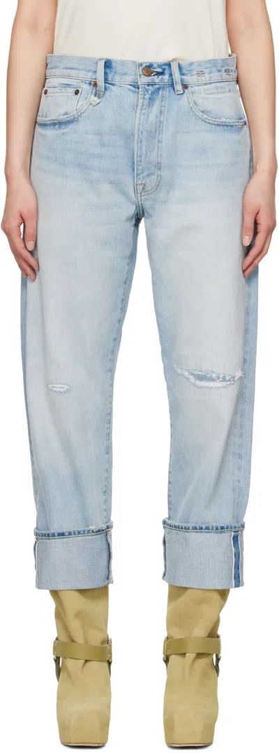 R13 BLUE CUFFED X-BOYFRIEND JEANS