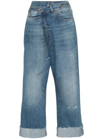 R13 MIDDLE WAIST LOOSE CROSS CUT JEANS