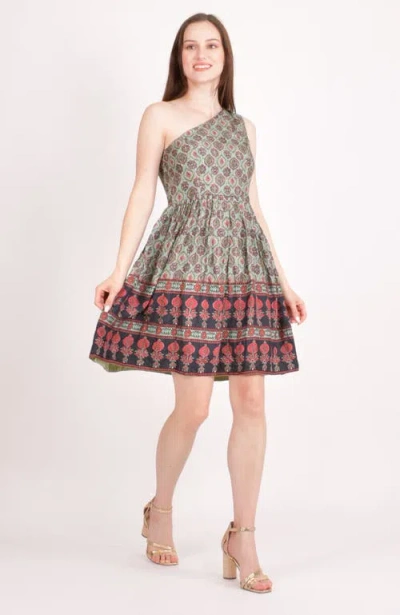 RAAS RAAS HAZEL BOHO ONE SHOULDER MINI DRESS