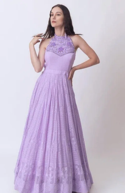 RAAS RAAS MAISA EMBROIDERED HIGH NECK GOWN