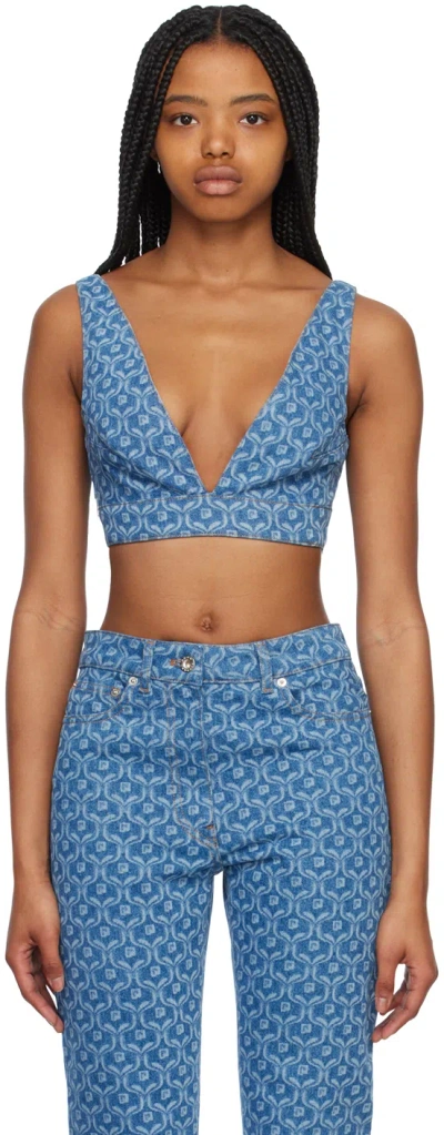 RABANNE BLUE PRINTED DENIM TOP
