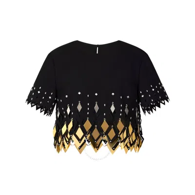 RABANNE RABANNE LADIES BLACK EMBELLISHED CROP TOP