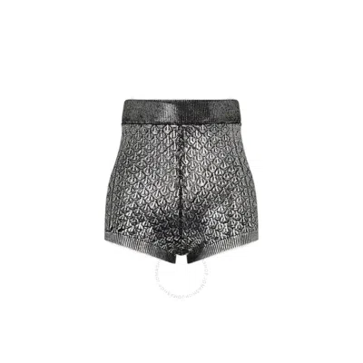 RABANNE RABANNE LADIES BLACK METALLIC EFFECT RIBBED KNIT SHORTS
