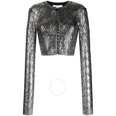 RABANNE RABANNE LADIES BLACK SEQUIN-DESIGN CROPPED CARDIGAN