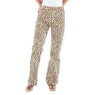 RABANNE RABANNE LEOPARD NATURAL MOVIDA PRINTED FLARED JEANS, BRAND SIZE 36 (US SIZE 4)