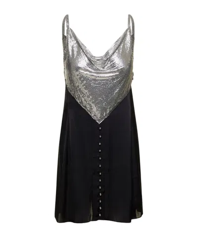 RABANNE PACO RABANNE CHAINMAIL PANELLED COWL-NECK MINI DRESS