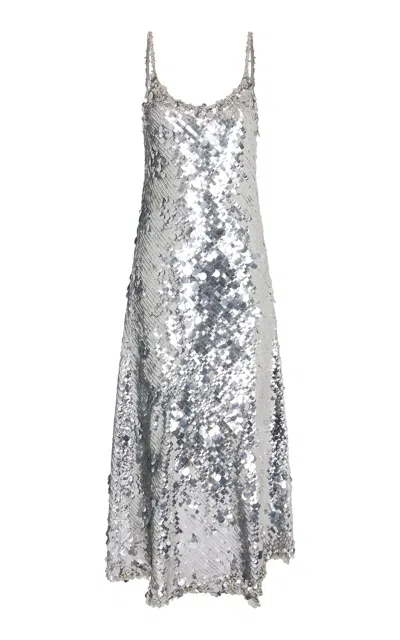 RABANNE METALLIC EMBELLISHED MIDI DRESS