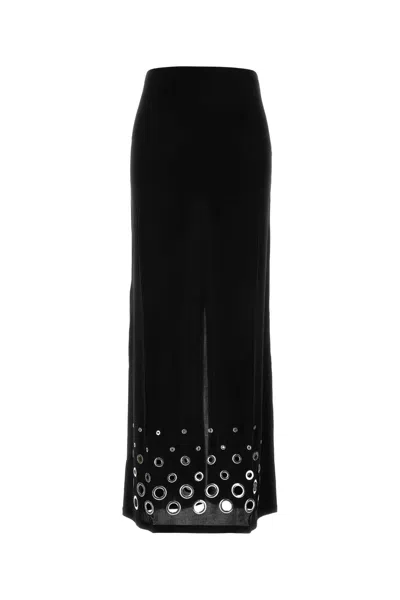 RABANNE PACO RABANNE BLACK STRETCH CUPRO SKIRT