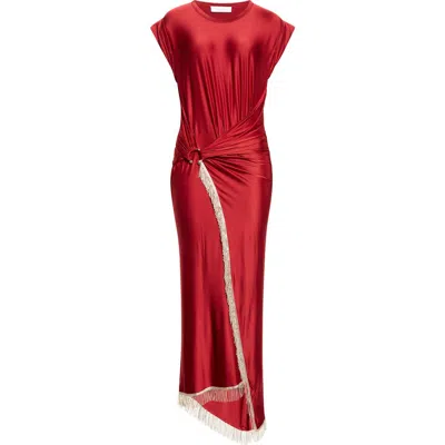 RABANNE RABANNE PIERCING FRINGE ASYMMETRIC JERSEY DRESS