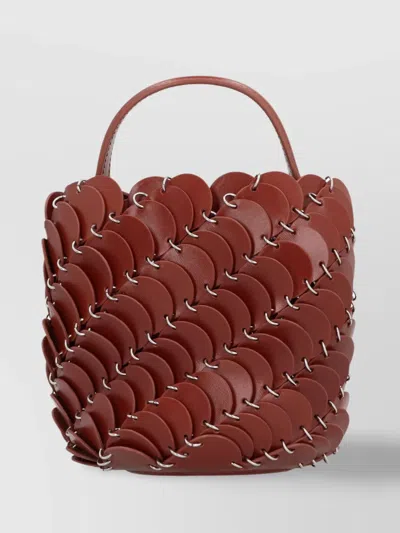 RABANNE SMALL SCALLOPED LEATHER BUCKET BAG