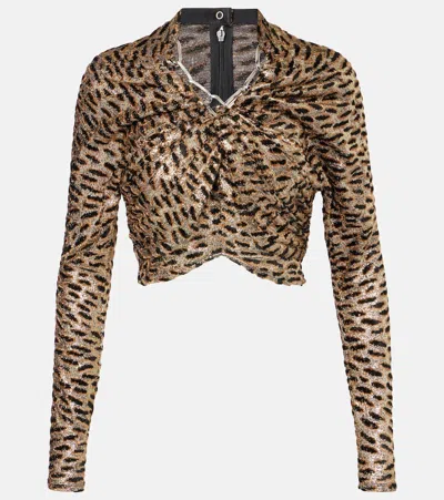 RABANNE TIGER-PRINT METALLIC TOP