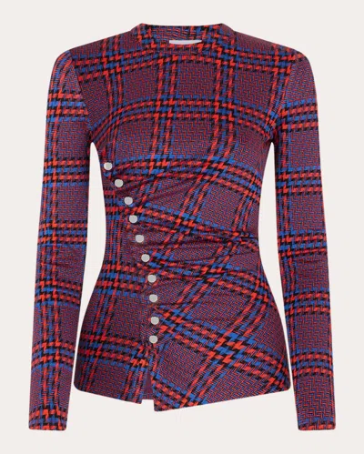 RABANNE WOMEN'S GATHERED PRINTED CREPE TOP