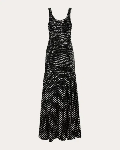 RABANNE WOMEN'S SMOCKED PRINTED CREPE MAXI DRESS