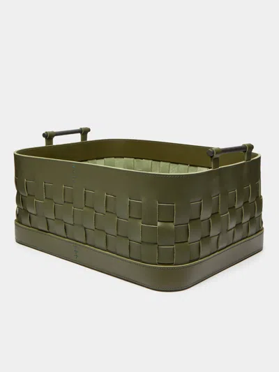 RABITTI 1969 RAVENNA WOVEN LEATHER RECTANGULAR BASKET