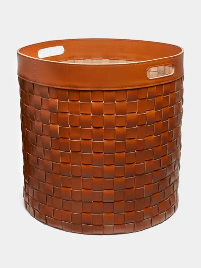 RABITTI 1969 VERONA TOWER WOVEN LEATHER STORAGE BASKET