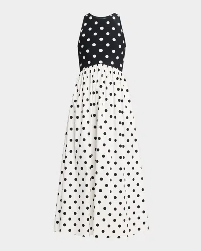 RACHEL ANTONOFF REESE SLEEVELESS POLKA DOT MAXI DRESS