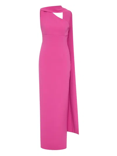 RACHEL GILBERT CLARA ASYMMETRICAL CAPE-DETAIL DRESS