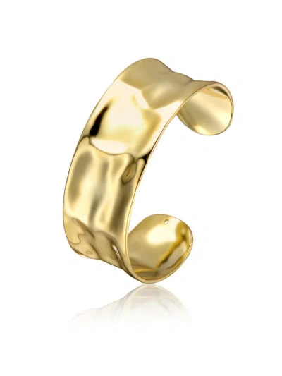 RACHEL GLAUBER 14K GOLD PLATED HAMMERED FINISH BANGLE BRACELET CUFF