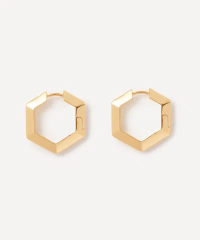 RACHEL JACKSON RACHEL JACKSON 22CT GOLD-PLATED LARGE BEVELLED HEXAGON HOOP EARRINGS