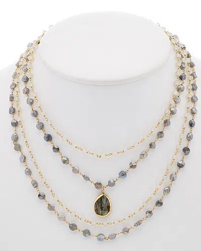 RACHEL REINHARDT RACHEL REINHARDT 14K OVER SILVER CHALCEDONY & LABRADORITE LAYERED NECKLACE