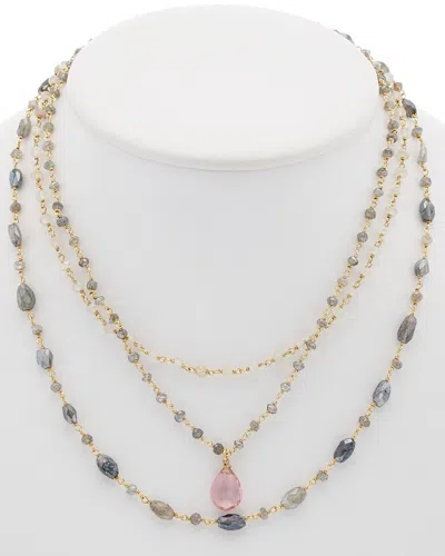 RACHEL REINHARDT RACHEL REINHARDT 14K OVER SILVER CHALCEDONY & MOONSTONE WRAP NECKLACE