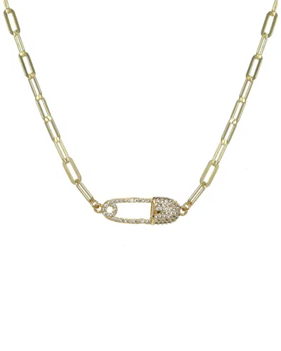 RACHEL REINHARDT RACHEL REINHARDT 14K OVER SILVER CZ PAPERCLIP CHAIN NECKLACE