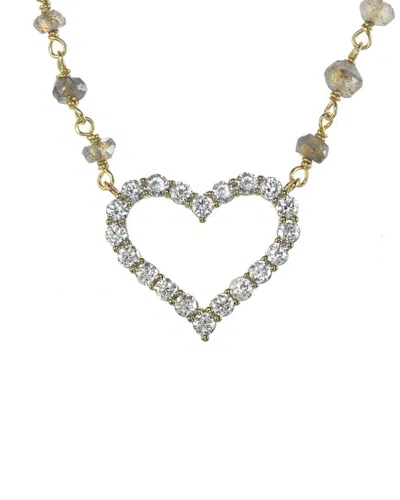 RACHEL REINHARDT RACHEL REINHARDT 14K OVER SILVER LABRADORITE CZ HEART WRAP NECKLACE