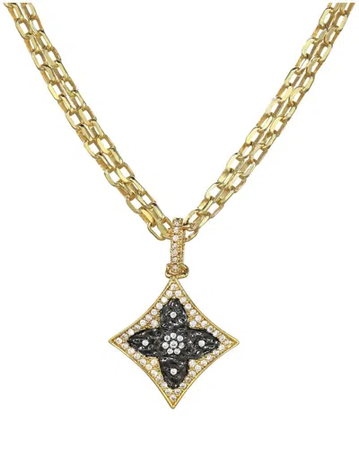 RACHEL REINHARDT RACHEL REINHARDT FIRE AND ICE 14K OVER SILVER CZ QUATREFOIL FLOWER NECKLACE