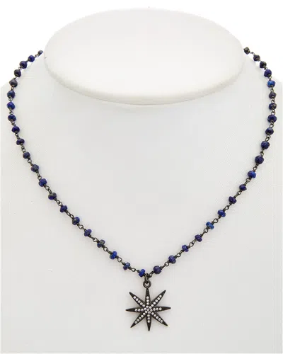 RACHEL REINHARDT RACHEL REINHARDT PLATED SILVER BLUE LAPIS & CZ NECKLACE