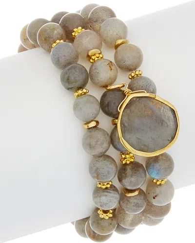 RACHEL REINHARDT RACHEL REINHARDT SET OF THREE 14K OVER SILVER LABRADORITE BRACELETS
