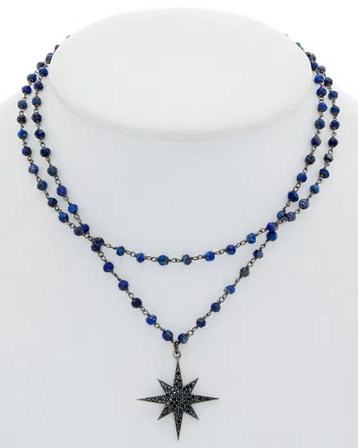RACHEL REINHARDT RACHEL REINHARDT SILVER & PLATED BLACK SPINEL & BLUE LAPIS STAR NECKLACE