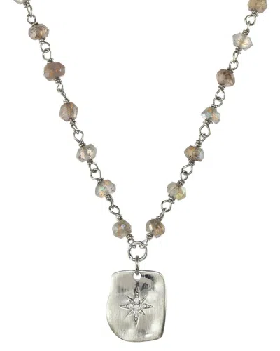 RACHEL REINHARDT RACHEL REINHARDT SILVER LABRADORITE CZ WIRE WRAP NECKLACE