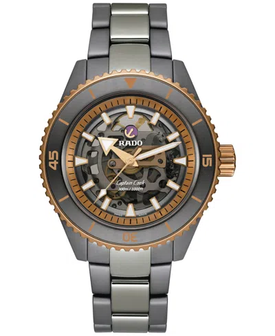 RADO MEN'S SWISS AUTOMATIC CAPTAIN COOK SKELETON GRAY HIGH-TECH CERAMIC & TITANIUM BRACELET WATCH 43MM