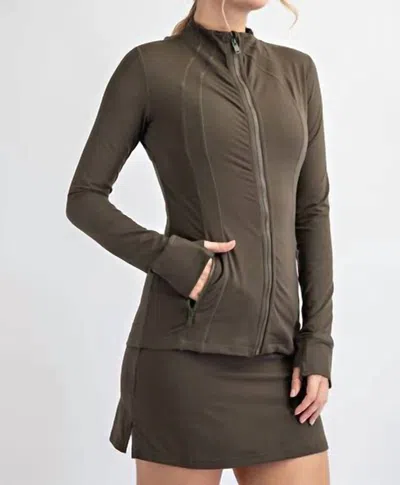 RAE MODE ATHLEISURE ZIPPER JACKET IN OLIVE