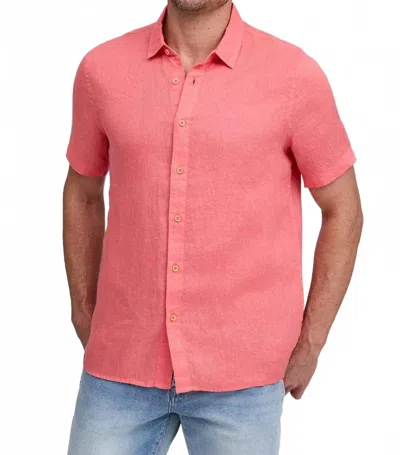 RAFFI BRYCE SHORT SLEEVE LINEN SHIRT IN CORAL