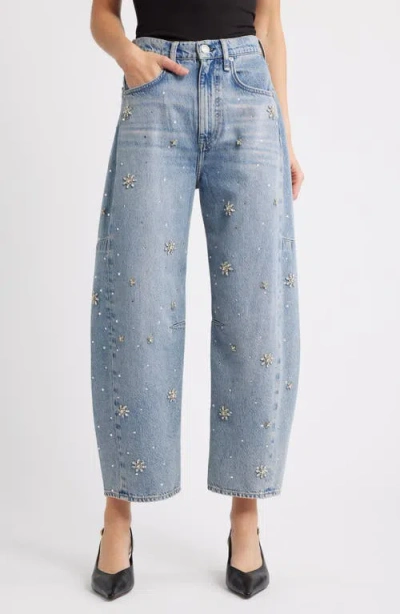 RAG & BONE RAG & BONE CHARLIE FLOWER CRYSTAL HIGH WAIST ANKLE BARREL JEANS