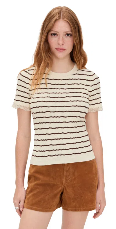 RAG & BONE CHIARA STRIPE SHORT SLEEVE SHIRT IVORY