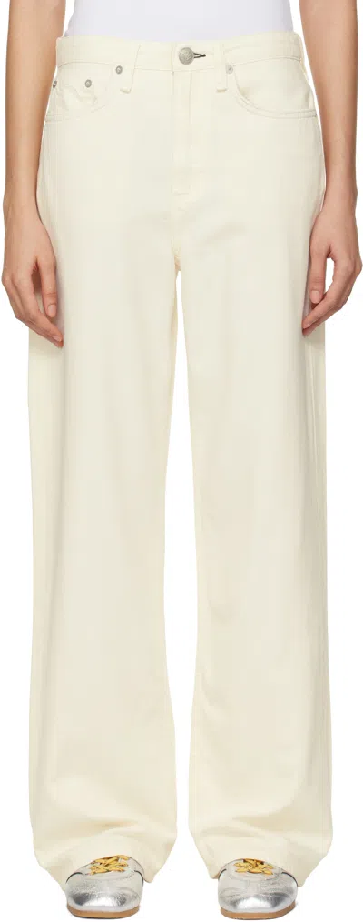 RAG & BONE OFF-WHITE 'THE LOGAN' MID-RISE WIDE LEG JEANS