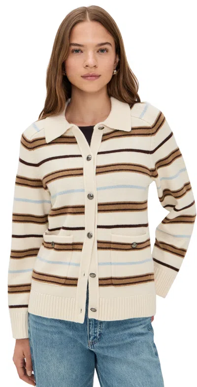 RAG & BONE PEGGY STRIPED OVERSIZED CARDIGAN IVORY MULTI