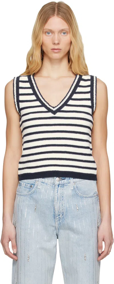 RAG & BONE OFF-WHITE & NAVY MEGHAN STRIPE VEST