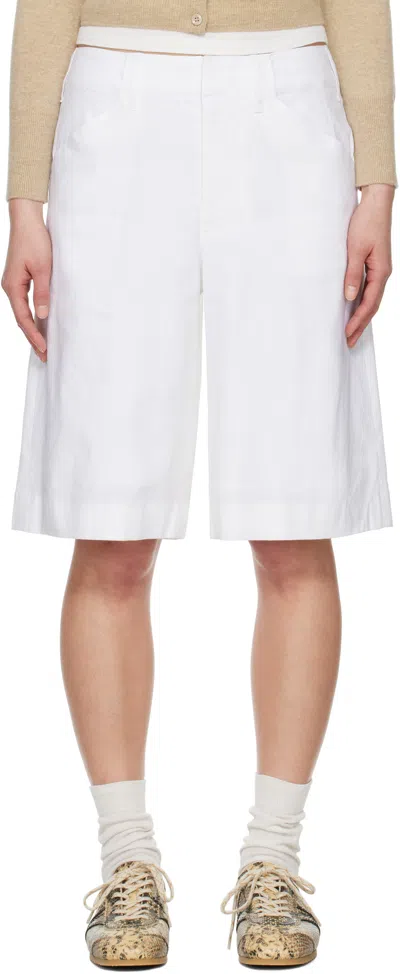 RAG & BONE WHITE BANKS LINEN-BLEND SHORTS