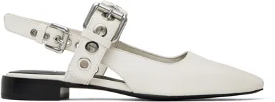 RAG & BONE WHITE MOTO ASTRA LEATHER SLINGBACK SLIPPERS