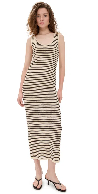 RAG & BONE ZOEY STRIPE MAXI DRESS BEIGE MULTI
