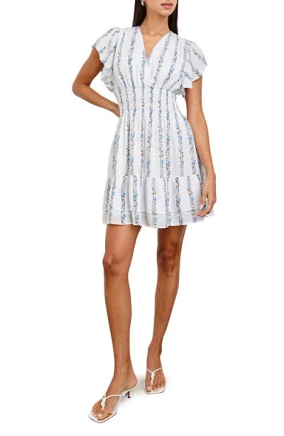 RAILS RAILS KIMORA FLORAL SMOCKED WAIST LINEN BLEND DRESS