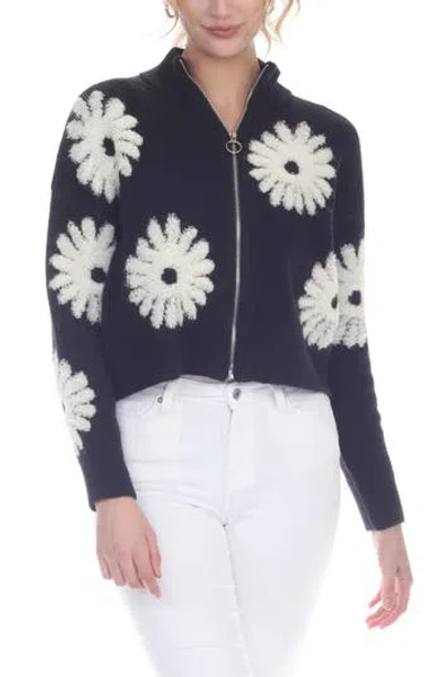 RAIN AND ROSE RAIN AND ROSE FLOWER POP ZIP CARDIGAN