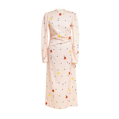 RAINSISTERS WOMEN'S LONG SLEEVE PINK MIDI DRESS: PEACH BLOSSOM