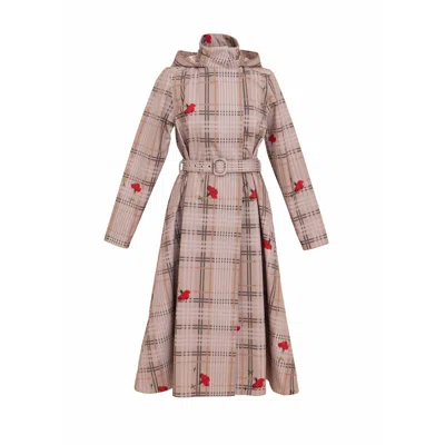 RAINSISTERS WOMEN'S NEUTRALS BEIGE COAT WITH FRONT PLEATS: BLUSH OF THE CROWN